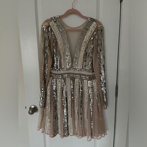 Sequin Long Sleeve mini Dress ASOS size 8‎ Christmas/New Year's Dress Party